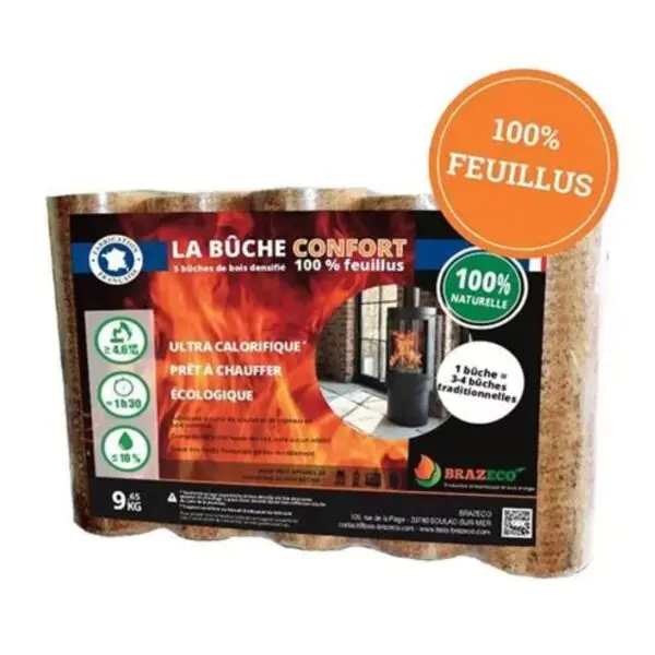 Bois densifié Confort - Pack de 5 bûches