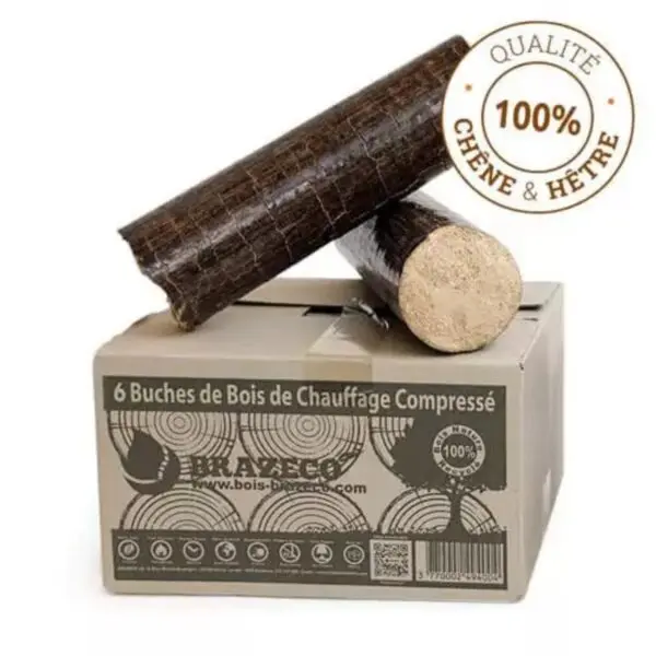 Bois Densifié Premium - 80 cartons de 6 bûches - Palette environ 960kgs