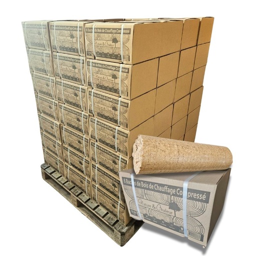[DENSIFIE_PALETTE_KALIMAX] Bois Densifié Confort - 80 cartons de 6 bûches - Palette environ 960kgs