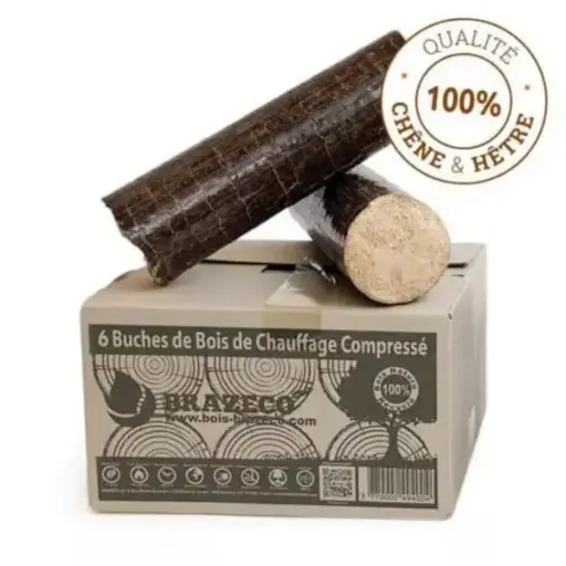 [DENSIFIE_CARTON_PREMIUM] Bois Densifié Premium - Carton de 6 bûches (environ 12 kg)